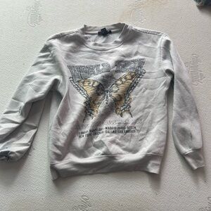 Gray Crewneck Sweatshirt with Metallic Design
